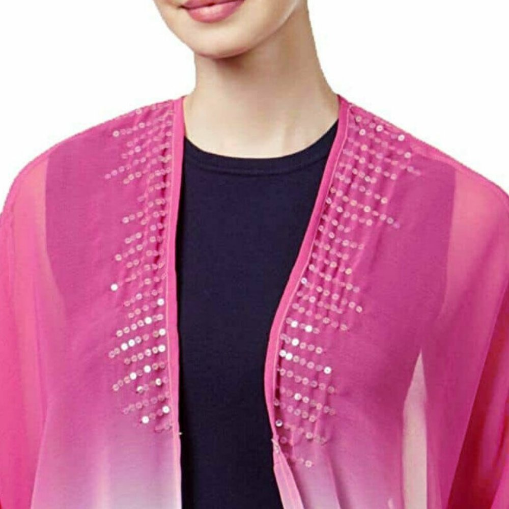 Steve Madden Sequined Sheer Kimono Shawl Wrap Cove